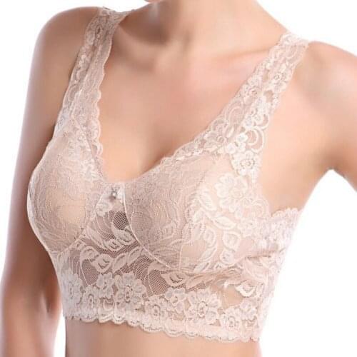 Sexy Floral Lace Push Up Bra Thin Wire Free Bralette Comfortable Adjuted Underwear Women Lace Bra Brassiere Sexy Lingerie Gather