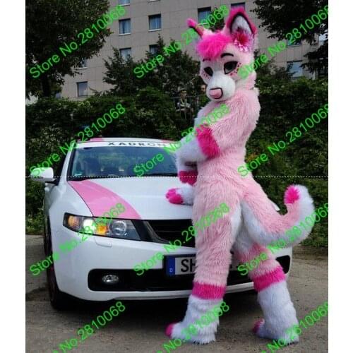 Make EVA Material Helmet Pink Husky Wolf Mascot Costumes Cartoon Apparel Birthday party Masquerade 908
