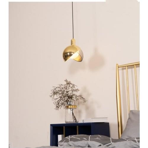 Nordic Gold Glass Ball Pendant Lights Modern LED Hanging Lamp for Living Room Gold/Copper Pendant Lamp Free Shipping Light
