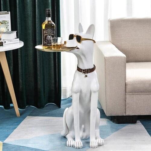 80cm Nordic Style Living Room Decoration Resin Handicraft Statue Sculpture Doberman Dog Ornaments Creative Housewarming Gifts