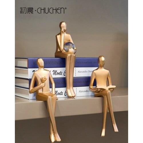 Modern creative bookshelf ornaments Nordic figure craft bookcase furnishings living room home office soft decorations