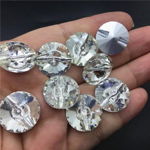 TopStone 8 10 12 14 16 18 mm Pointback Rivoli Round sew on Rhinestone Crystal clear Color One Hole Glasss Crystal Sew on Stone