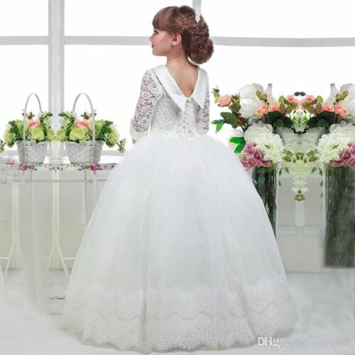 Tulle Puffy Flower Girl Dresses for Weddings little Kids Ball Gowns Lace Spaghetti Straps Girls Pageant Dress
