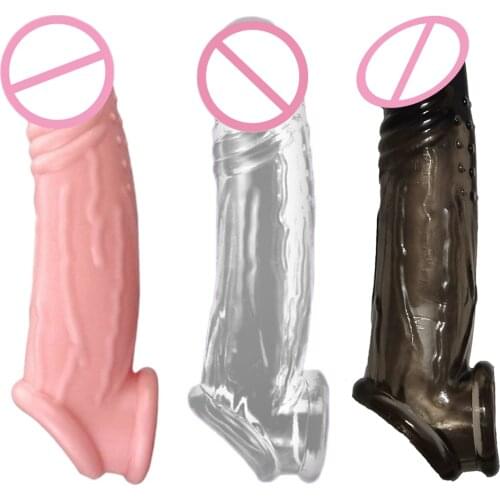 Dildo Extender Enlargement for Man Penis Sleeves Reusable Condoms Penis Ring Time Delay With Solid Simulation Glans