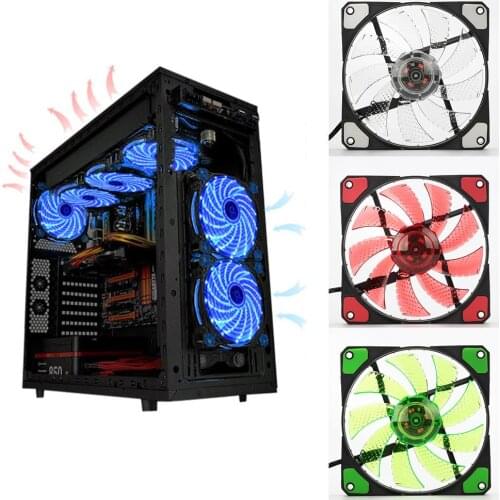 120mm LED Ultra Silent Computer PC Case Fan 15 LEDs 12V Cpu Heatsink Cooler Master Cooling Fan DC 12V 4P 3P Connector