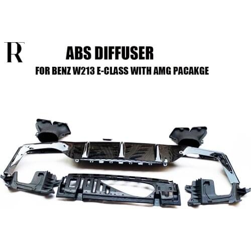 W213 E63 Style abs Black Rear Bumper Diffuser with Exhaust Tips for Benz W213 E200 E260 E300 E320 E43 With Amg Package 2016 up
