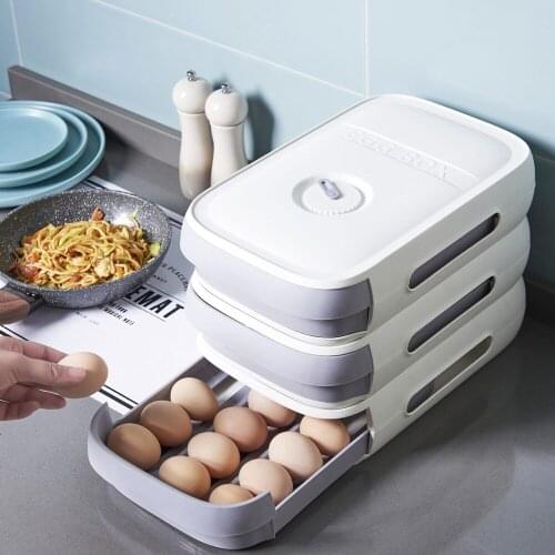 Household Refrigerator Fresh-keeping Egg Box Drawer Can Be Superimposed Roll Egg Sorting Kitchen Storage Box With Lid