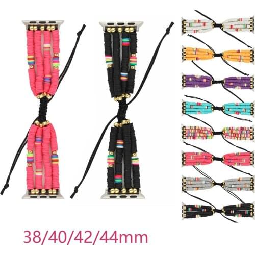 Women Clay Beads Watchband For Apple Watch Strap Replace Wristband For Apple iWatch Series 1 2 3 4 5 Bracelet