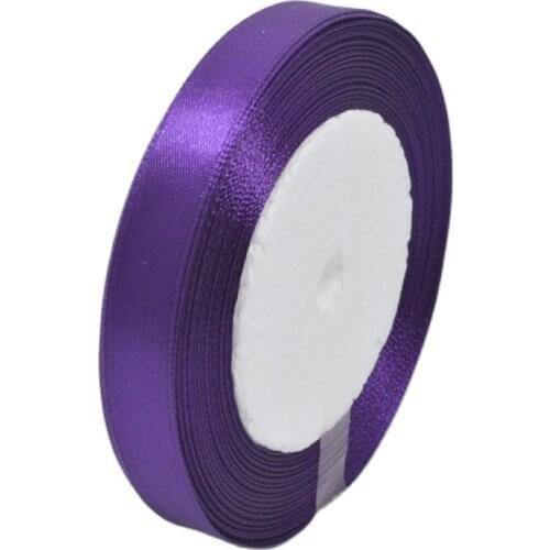 25yards 4/8" 12mm Satin Ribbon Wedding Party Table Anniversary Cake Flower Decorating Purple Head wreaths & Jewelry accessories