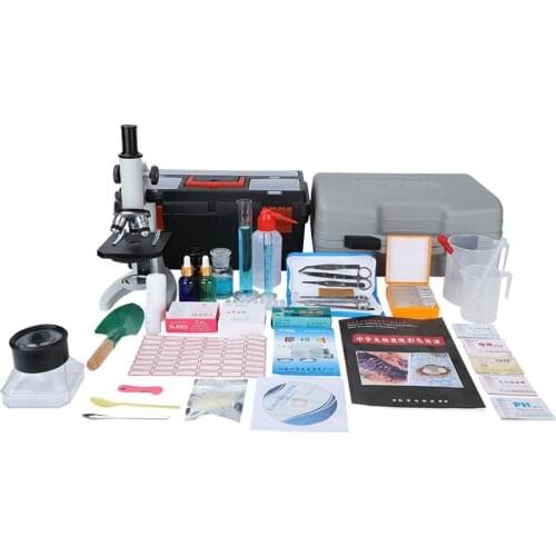 Junior high Biological teaching instrument laboratory test box Cell section, microscope, test paper,glass bottle