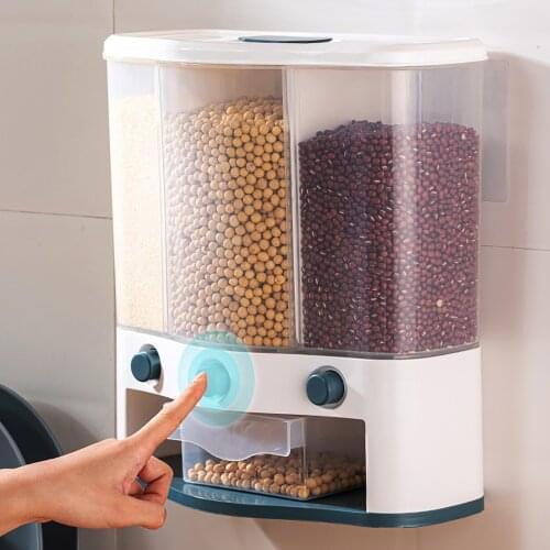 Home Kitchen Cereal Dispenser Rice Dispenser Rice Storage ​bucket Grain Storage Tank Wall-Mounted Dry Food Ducket Container