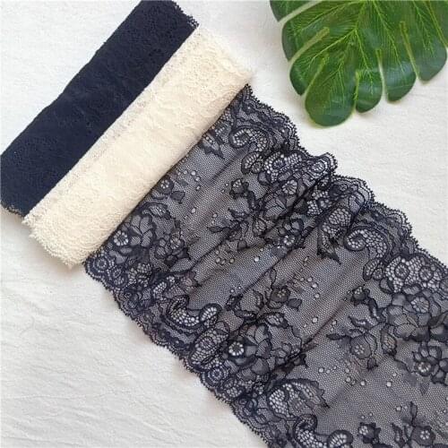 18cm White Black Mesh Elastic Embroidered Lace Crafts African Fabric Couture Accessoire For Sewing Needlework Dress E1013