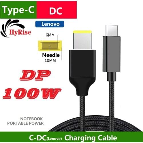 Thinkpad Type-C Female to Square DC Male PD Power Charger Connector Cable All-copper Conductor Induction Chip 1.8m for Lenovo