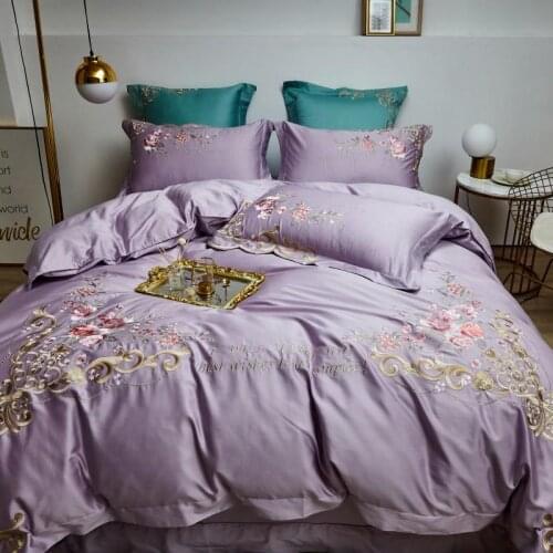 Iva Show violet Long-staple Cotton Bedding Set exquisite Embroidered Bed Set All cotton Pillowcase Queen/ King Size