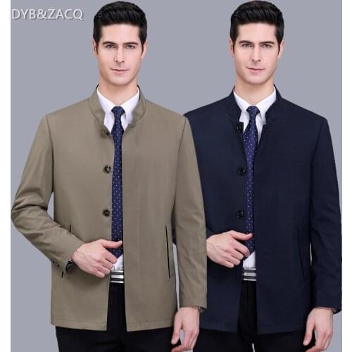 2021 Spring and Autumn Middle-aged and Elderly Business Men Lapel Dad Casual Loose Jacket Jacket Side Seam Pocket