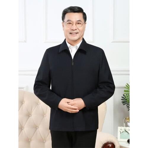 2020 Spring And Autumn New Middle-aged Jackets Zipper Jacket Mens Coats Dad clothes Father OverCoat Wool Business Casual