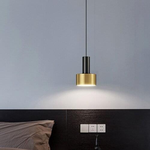 Brass Finish Led Pendant Lights for Home Decor Over Dinning Table Bedside Reading Lamp Restaurant Bar Golden Hanging Lampe