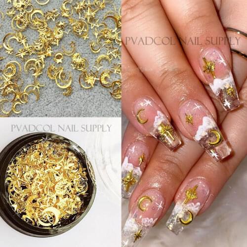 Moon Star Mixed Metallic Nail Sequins 3D Nail Art Charms Design Acrylic Manicure Decoration
