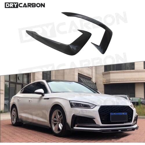 Carbon Fiber Front Bumper FogLamp Eyelids Fins Trims Frame Strips Stickers For Audi A5 S5 Sline Car Styling
