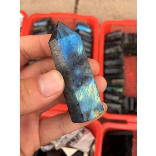 Natural pull long stone pillar moonstone single pointed pole wand point healing, home decoration