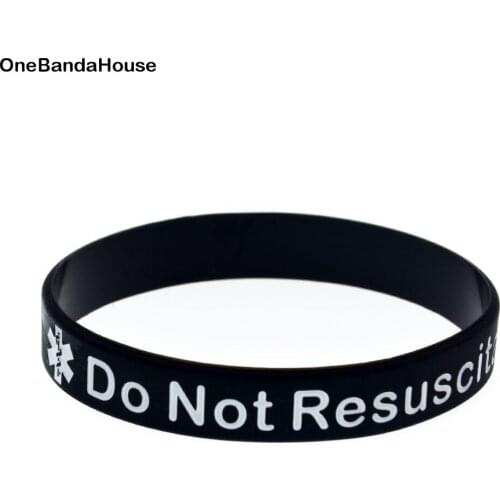 OBH 50PCS Do not Resuscitate Silicone Bracelet Filled in Color for Emergency