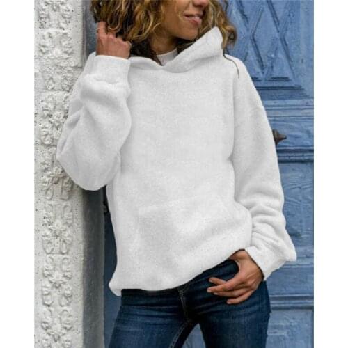Autumn And Winter Fashion Womens Hoodie Solid Color Pocket Simple Fashion Sweatshirt Female Sudadera Mujer En