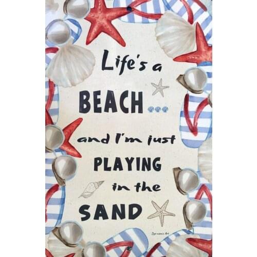 A Beach Beach Beach Painting Metal Plate Wall Decor for Bars,Restaurants,Cafes Pubs Accessories Metal License Tin 8x12 inch