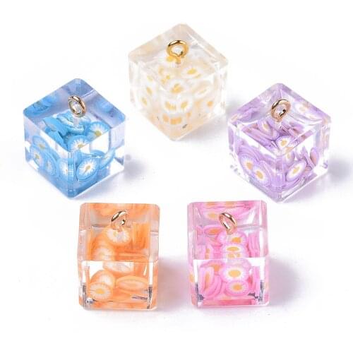 5pcs Transparent Epoxy Resin Pendants Natural Shell Plastic Imitation Pearl Beads Inside Fashion Pendants Jewelry DIY Making