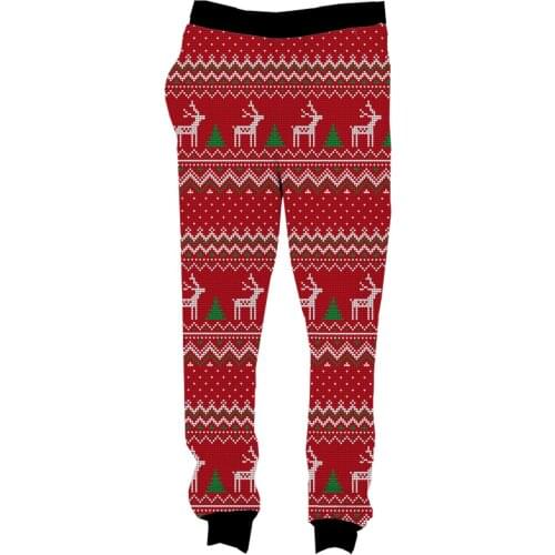REAL American US SIZE Christmas Deer Effect 3D Sublimation Print String Jogger Sweat Pants plus size 4XL 5XL