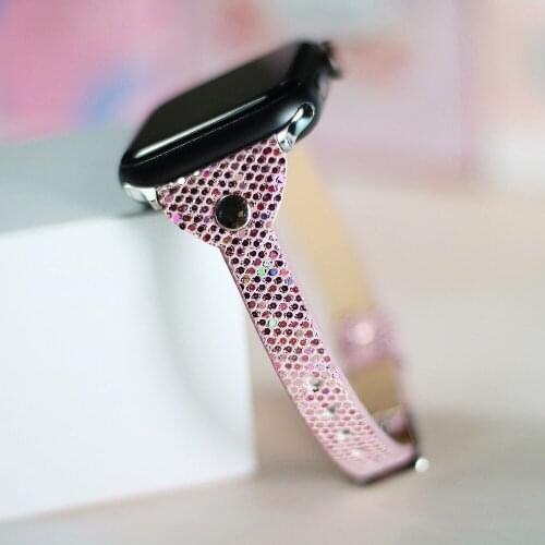 Exquisite Bright Genuine Leather Strap for Apple Watch Band Series SE/6/5/4/3/2 44MM 40MM 42MM 38MM Fashion Bracelet for iWatch