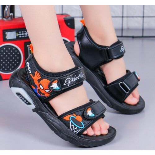 Disney Boys Sandals Summer Kids Beach Shoes Children Shoes Cartoon Spiderman Boys Shoes Wear-Resistant Sole Soft Toddler Sandals