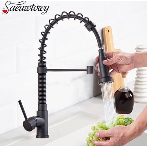 Black Kitchen Faucet Sink Faucet Pull Down Spring Mixer Kitchen Tap Hot And Cold Mixer 360 ° Rotatable Booster Faucet Column