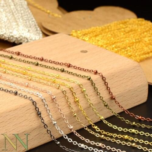 30 Feet - Bulk Satellite Chain by the Yard, Dainty Beaded Chain by Spool, 1.5mm Gold & Silver Plated Chain for Jewelry Making
