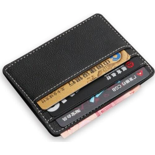 Slim RFID Blocking Card Holder Wallet Top Pu Leather Credit ID Minimalist Pocket Bank Multi Slot Card Money Case for Men & Women