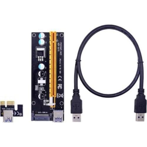 VER006 PCI-E Riser Card 006 PCIE 1X to 16X Extender 15Pin SATA Power 100CM 60CM USB 3.0 Cable for LTC ETH Mining Miner