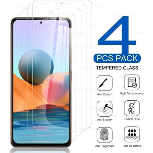 4PCS protective glass for global version xiaomi redmi note 10 pro smartphone amoled display screen protectors film redmy note10