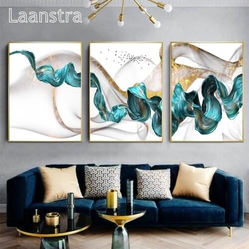 Green Drifting Flying Abstract Wall Art Picture Canvas Painting Poster Print Decor Wall Art Pictures Living Room Decoration