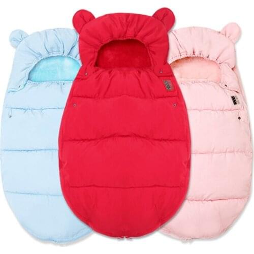 0-12M Winter Windproof Baby Sleeping Bag Thick Warm Stroller Sleepsacks For Infant Wheelchair Envelopes Newborns Warm Footmuff