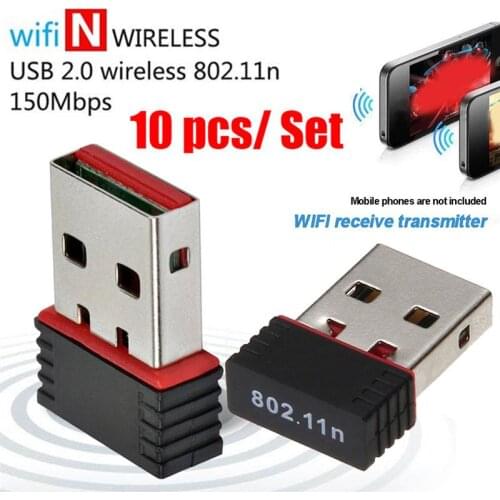10pcs Free Driver USB Wifi Adapter 150Mbps Wi fi Adapter 2.4G Antenna USB Ethernet PC Wi-Fi Adapter Wifi Dongle AC Wifi Receiver