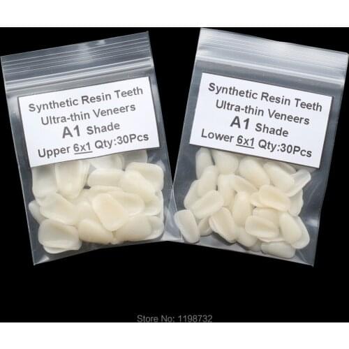 2 Packs Dental A1 Shade Upper & Lower Anterior Composite Synthetic Resin Teeth Ultrathin Veneers Tooth Restorative Whitening