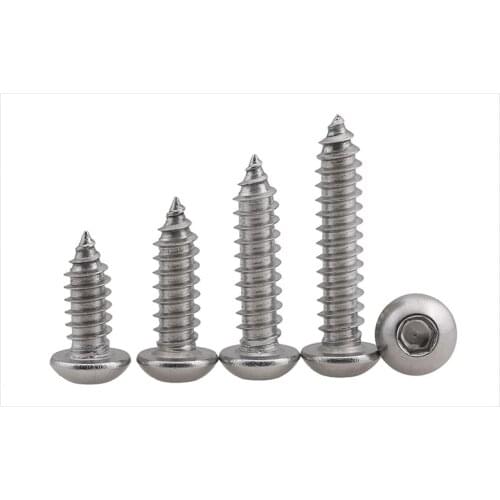 20/10PCS M3/M4/M5/M6 Hex Socket recessed Truss head self-tapping screws 304 stainless steel flat screws M5 screw