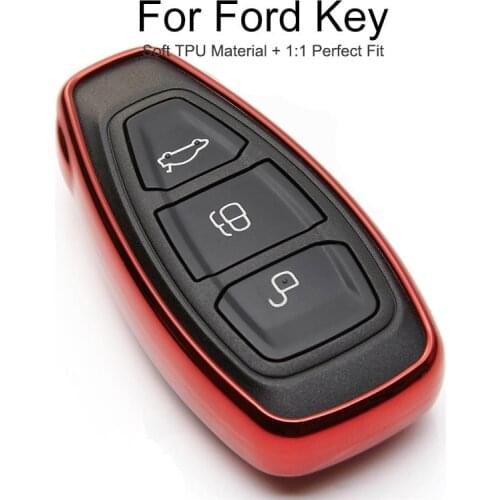 6 Colors TPU Car Key Cover Case For Ford Ranger F150 Fusion Transit Custom Focus 2 Galaxy Ka Mondeo Mk3 Key Chain Ring Styling