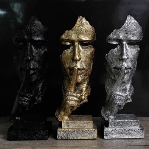 European Style Retro Abstract Crafts Living Room Display Cabinet Creative Face Soft Resin Figure Decoration