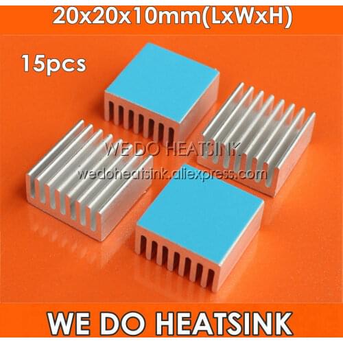 WE DO HEATSINK 15pcs 20x20x10mm 1W 3W 5W LED Power Heat Sink Aluminum Heatsink With Thermal Double Side Adhesive Tape For Led