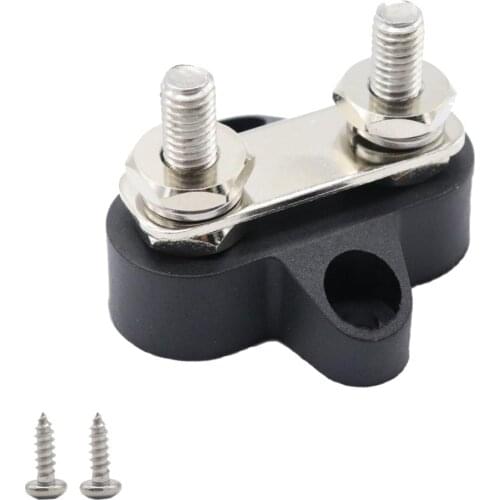 Car Bus Bar Terminal Block - M6 (1/4'') Power Distribution Block for Truck RV Boat, Heavy Duty Stainless Steel - Black