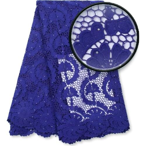 White African Cord Lace Fabric Nigerian Lace Fabric 5 Yards Milk Silk Lace With Stones Water Soluble Lace For Wedding Party