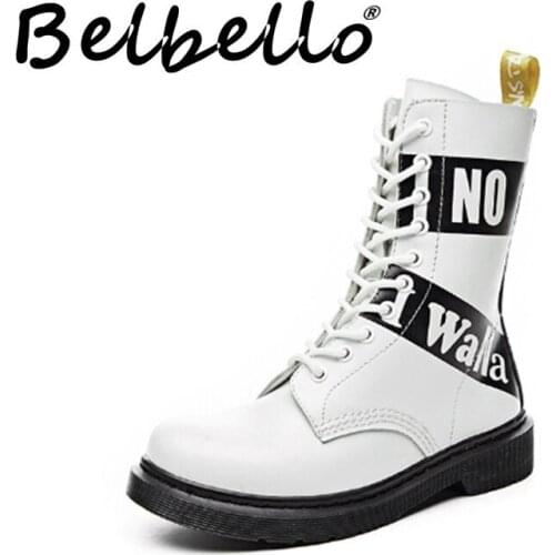 Belbello 2019 winter warm Martin boots non-slip high boots fashion cool Leather boots