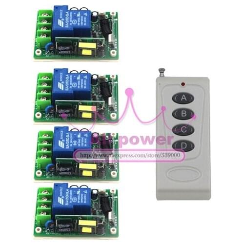 AC85V-250V 1CH RF Wireless Remote Control Switch System 1Receivers&3Transmitter M4/ T4/ L4 adusted Learning Code Gateway Access