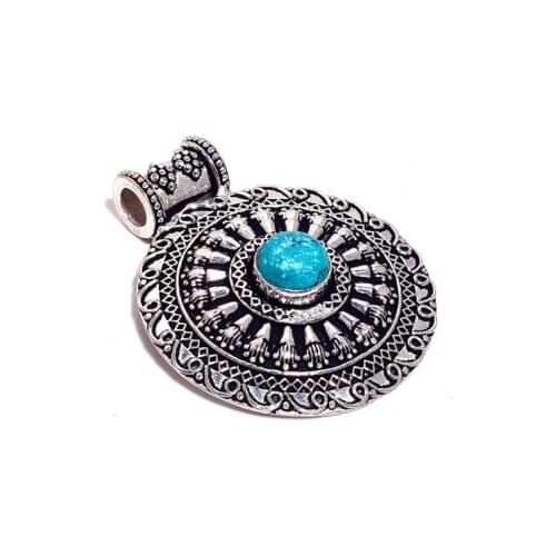 Turquoise Pendant Silver Overlay over Copper Jewelry , 45 mm, P7547