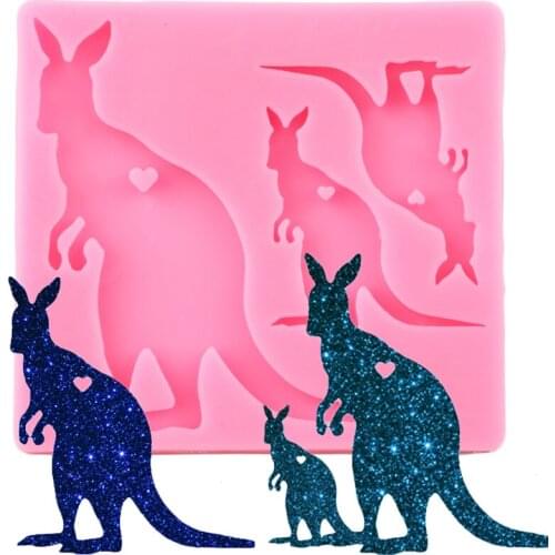 Shiny Glossy Kangaroo Shape Silicone Mold Polymer Clay Pendant Molds DIY Handmade Charms Mould Jewelry Making Necklace Moulds